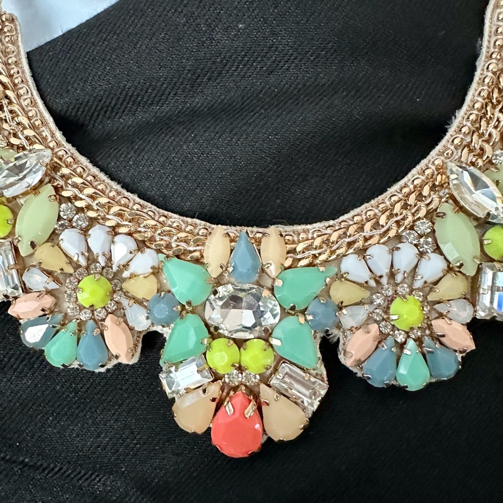vintage Statement, necklace hallmark letter A crystal flower explosion